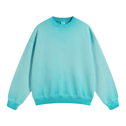 ZODF 2024 Autumn Men's Washed Sweatshirt Unisex Women Retro Solid 430gsm Terry Cotton O Neck Pullovers Coat HY0880