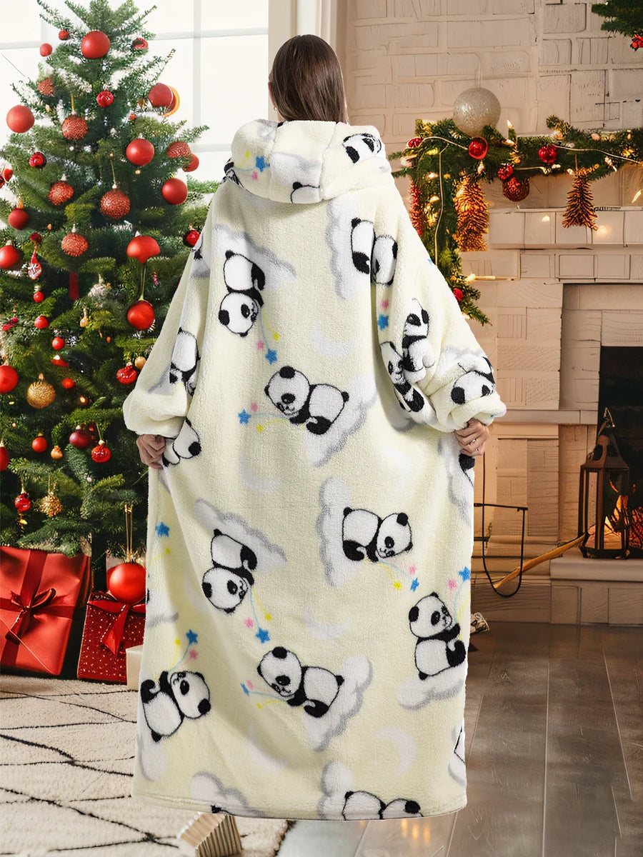 Women Hoodies Winter Clothes Flannel Panda Avocado Long Tops Oversized Blanket Hoodie for Men Home Wear Casual Korean Hoodie