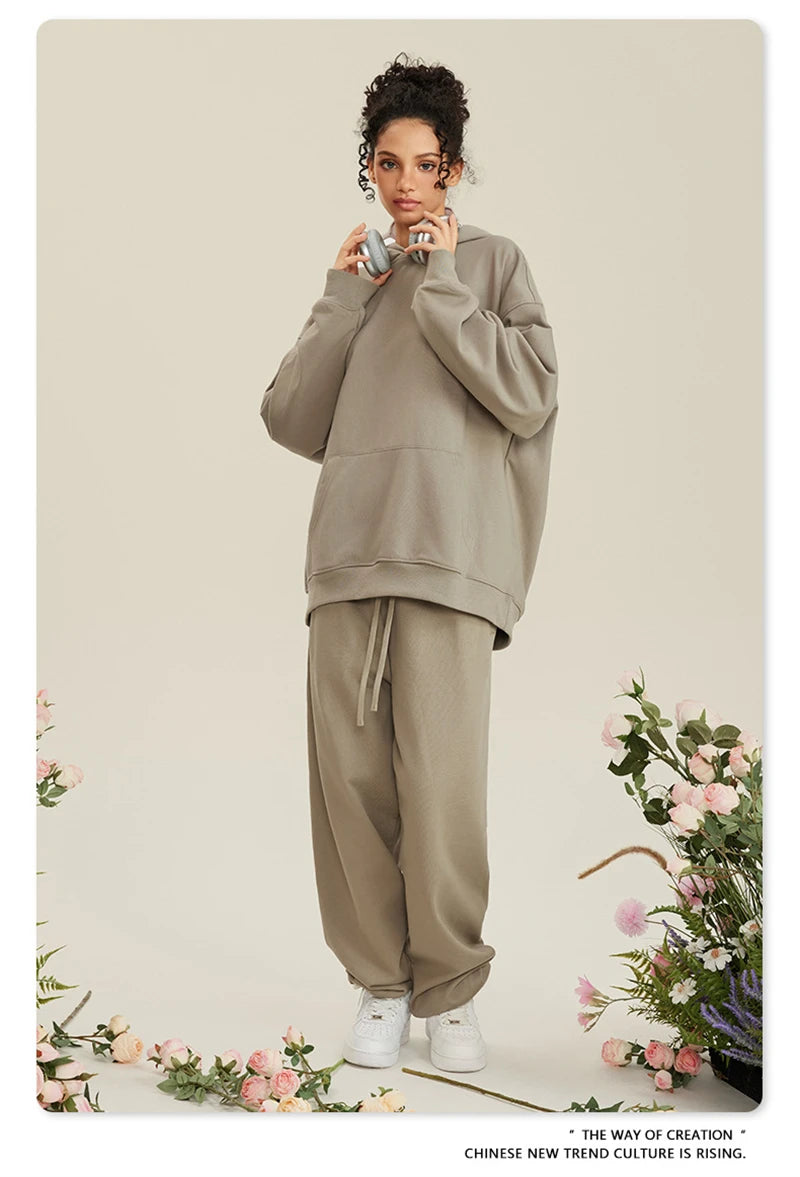 ZODF New Winter 440gsm Terry Hooded Hoodies For Men Retro Unisex Couple Loose Oversized Solid Pullovers Streetwears HY0664