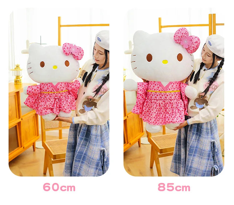 Sanrio Kawaii Hokkaido Japanese Kimono Hello Kitty Plush Toy Cute Sakura Kitten Stuffed Animal Kids Birthday Gift for Children