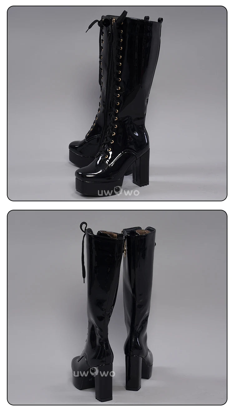 UWOWO Cosplay Shoes Universal Shoes Boots Black Blue White Rose High Tube Boots