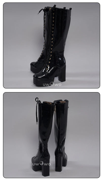 UWOWO Cosplay Shoes Universal Shoes Boots Black Blue White Rose High Tube Boots