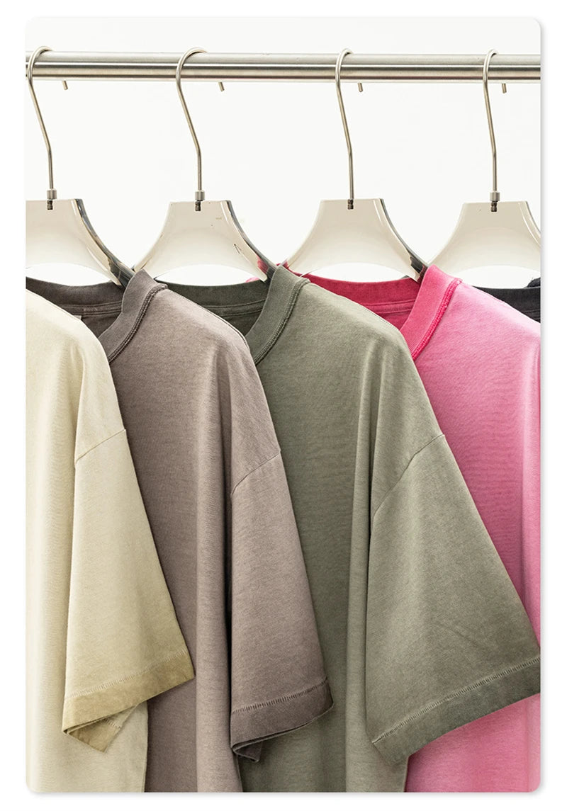 ZODF 2025 Summer Washed 275gsm Solid Cotton T-shirt For Men Unisex Oversized Short Sleeve T Shits Brand Tops HY0981