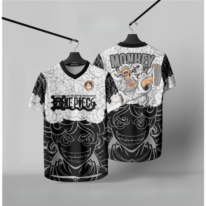 Jersey One Piece MONKEY D LUFFY Anime Korean Style Kpop Baseball Hockey T-shirt Fashion Streetwear Anime Daily Unisex Tops Tees