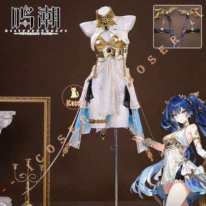 Wuthering Waves Iuno Cosplay Costume Wig Dress Headwear Shorts Rinascita Carnival Halloween Party for Women Girls Props iCoser