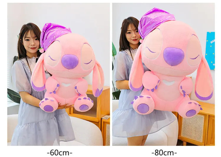 80cm Large Big Size Disney Stitch Sleeping Cute Anime Plush Stuffed Doll Room Plushies Pillow Ornaments Children's Holiday Gifts