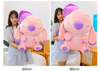 80cm Large Big Size Disney Stitch Sleeping Cute Anime Plush Stuffed Doll Room Plushies Pillow Ornaments Children's Holiday Gifts