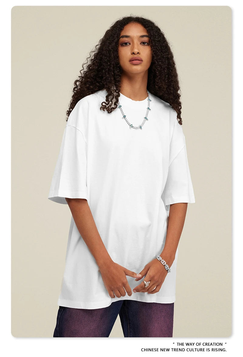 ZODF New Summer Men Washed Batik Cotton T Shirts Unisex American Retro High Street 270gsm Short Sleeve Tees Streetwear HY0489