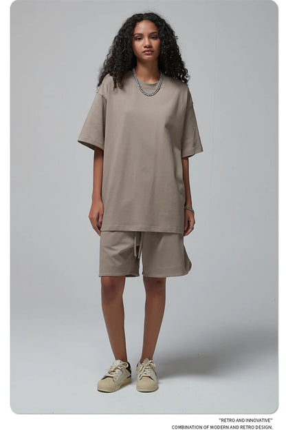 ZODF New Spring Summer Men 305gsm Cotton T Shirts Unisex Heavy Weight Oversized FG Noshrink Basic Solid T-Shirt Tees HY0165