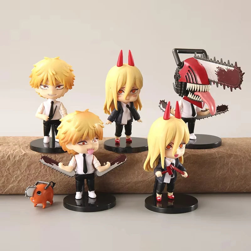 Hot 6Pcs-Set Chainsaw Man Anime Figure PVC Denji Pochita Collection Action Figures Model Set Toys Anime  Dolls Kids Gift