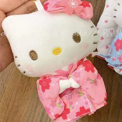 Japanese Kimono Cherry Blossom Hello Kitty Plush Doll Trendy Toy Backpack Decoration Accessories Keychain Girl Surprise Gift