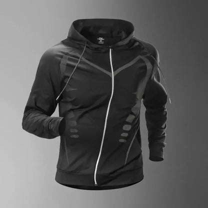 Men’s Quick-Dry Hooded Jacket for Running Cycling Fitness Gym Soccer Basketball Volleyball Badminton – Spring/Autumn