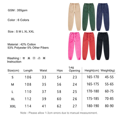 ZODF Winter Men Washed Thick Fleece 400gsm Loose Fit Joggers Sweatpants Streetwear HY0668