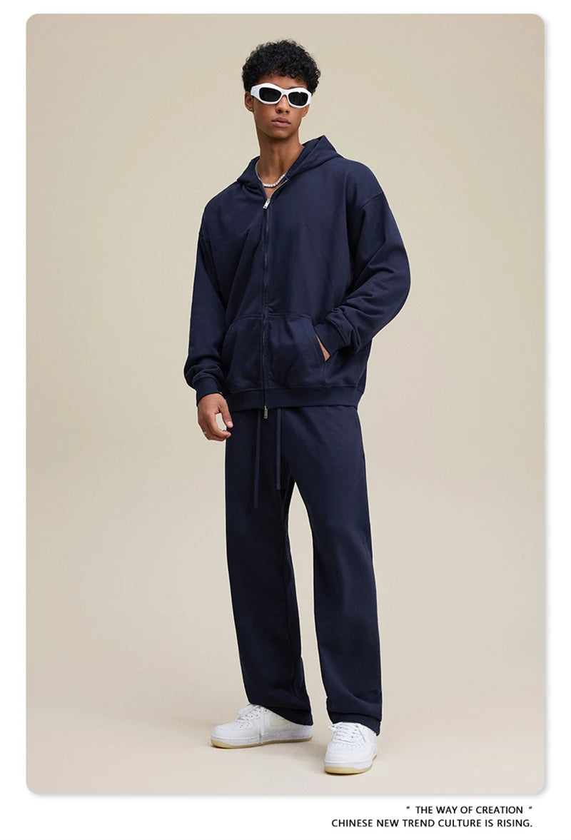 ZODF Trendy 2025 Heavy Weight 445gsm Zipper Hoodies For Man Unisex Casual Zip-up Hooded SweatShirts Coats HY1102