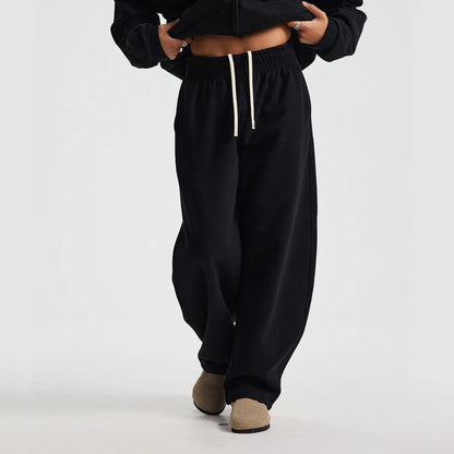 ZODF 2025 Winter 430gsm Unisex Fleece Straight Sweatpants Thick Warm Casual Oversized Trousers HY1170 - black / L