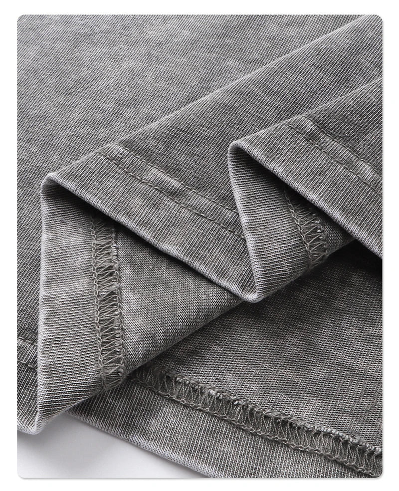 ZODF New Hip Hop Washed Cotton Boxy T-Shirts For Men Unisex Retro Loose Fit Basic Short Version T Shirt Brand Tops HY1076