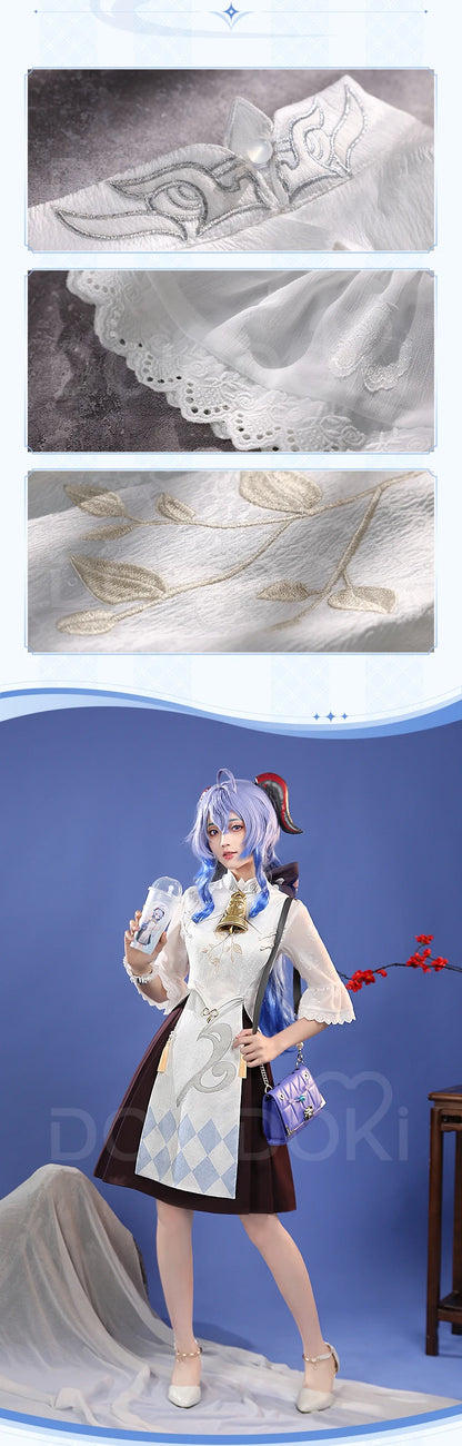 Ganyu Cosplay Costume Game Genshin Impact DokiDoki-SR Genshin Imapact x Hey Tea Ganyu Cheongsam Women Ganyu Doujin