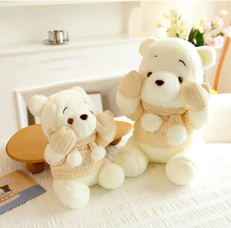 25CM-70CM Disney Winnie The Pooh Bear Doll Winter Limited Cartoon Plush Toy Cute Anime Kawaii Companion Children's Birthday Gift