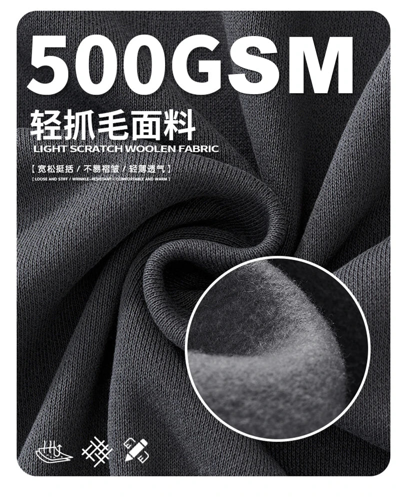 ZODF Fashion Winter Men 500gsm Fleece Hoodies Unisex Loose Fit Heavy Weight Thick Warm Hooded Pullovers Coats Streetwears HY0045