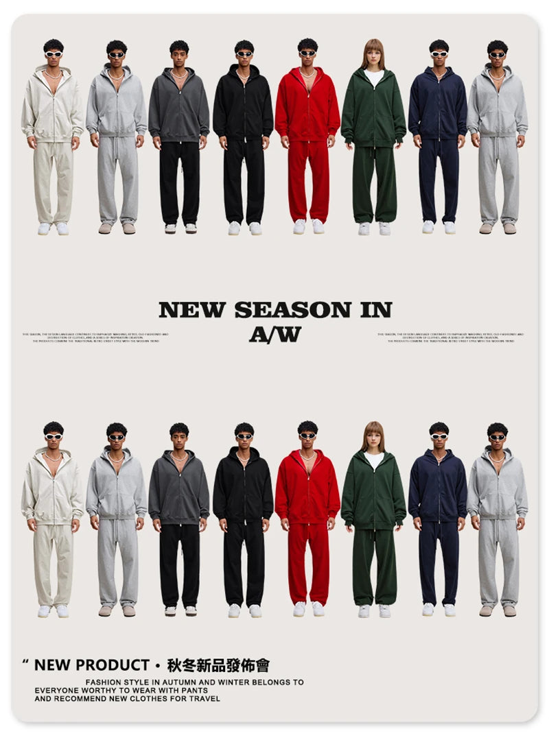 ZODF Trendy 2025 Heavy Weight 445gsm Zipper Hoodies For Man Unisex Casual Zip-up Hooded SweatShirts Coats HY1102