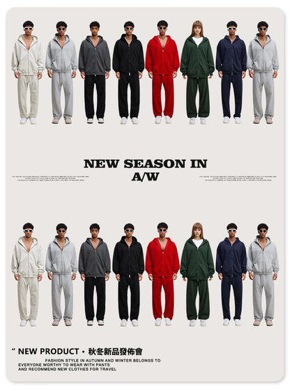 ZODF Trendy 2025 Heavy Weight 445gsm Zipper Hoodies For Man Unisex Casual Zip-up Hooded SweatShirts Coats HY1102