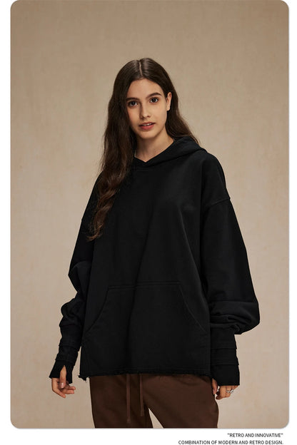 ZODF New Autumn Men Heavyweight 450gsm Hoodie Unisex Loose Ninja Sleeve 100% Cotton Hooded Pullovers Winter Coat HY0927