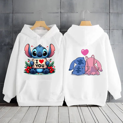 New Women's Jacket Scene Clothing 2000s MINISO Brand Clothing Disney Lilo & Stitch Hood Hoodie Anime Cute Winter Warm Sweatshirt