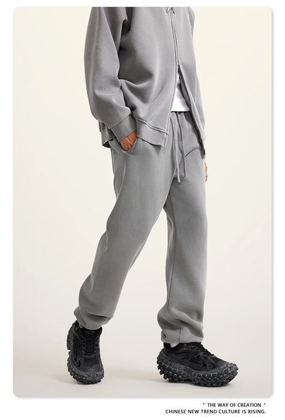 ZODF 2025 Autumn Winter Men’s Washed Fleece Sweatpants 355gsm Loose Retro Joggers Streetwear HY0653
