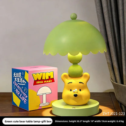 Cute Disney Winnie Pooh Bedroom Bedside Lamp Anime Figure Table Lamp USB Plug 3 Color Dimming Living Room Study Atmosphere Light