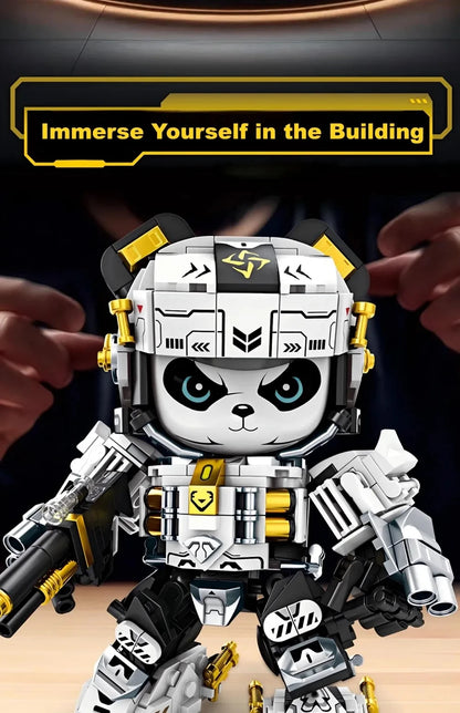 2025 Kung Fu Style 12-in-1 Mechanical Panda & Zodiac Building Blocks Set, Articulated Animal Model Toys for Boys Birthday Gifts