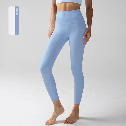 High Waist Naked Feeling Leggings for Women – Fitness Running Yoga Gym and Casual Workout Tight Pants - Fog Blue / XL