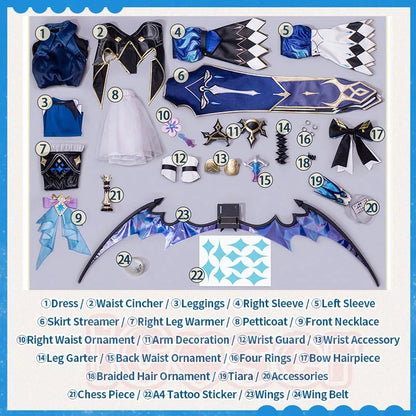 Honkai Star Rail Cerydra Cosplay Costume Wig Dress Uniform Luminous Crown Metal Props Halloween Party for Women Girls Cos iCoser