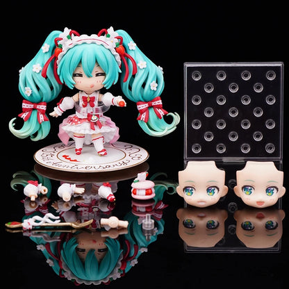 10cm/3.94in #1939 Hatsune Miku Anime Figure 15th Anniversary Strawberry Miku Action Figure #1940 Miku Collection Model Doll Toys