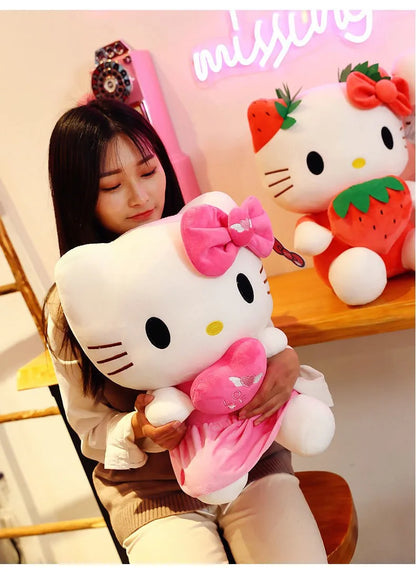 20-45cm Aoger Hello Kitty Plush Toys Anime Kawaii Pillow Doll Stuffed Animal Children Plushies Decoration Peluche Birthday Gift