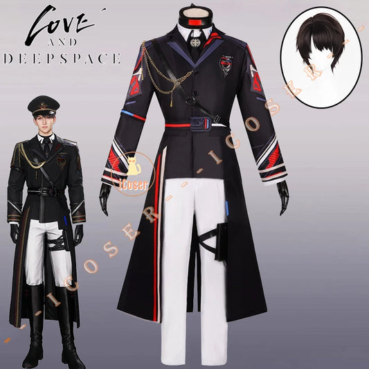 Love and Deepspace Caleb Cosplay Costume Wig Farspace Colonel Uniform Cap Outfit Halloween Party for Women Men Carnival Props