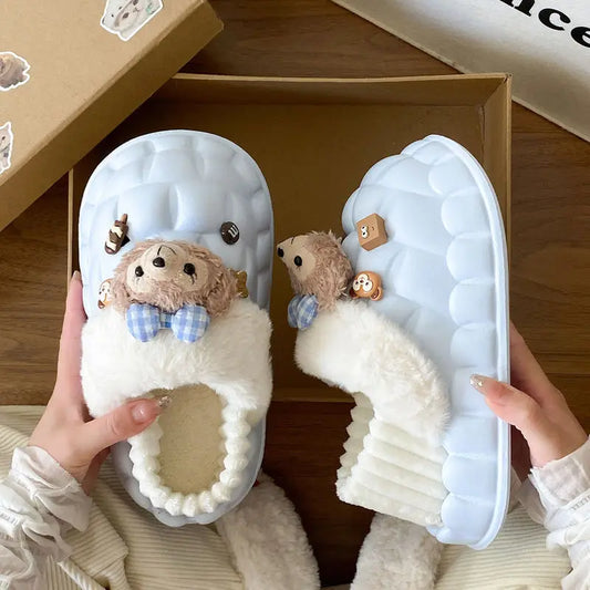 Disney Shelliemay Detachable Cotton Shoes Eva Thick Bottom With Velvet For Outer Wear, Warm And Waterproof Adult Cotton Dragging