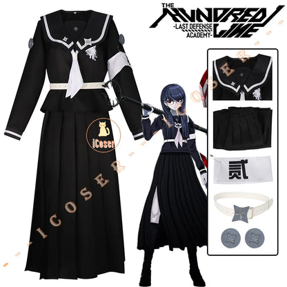 iCoser The Hundred Line Hiruko Shizuhara Cosplay Costume Wig Battle Uniform Last Defense Academy Halloween Party for Women Girls