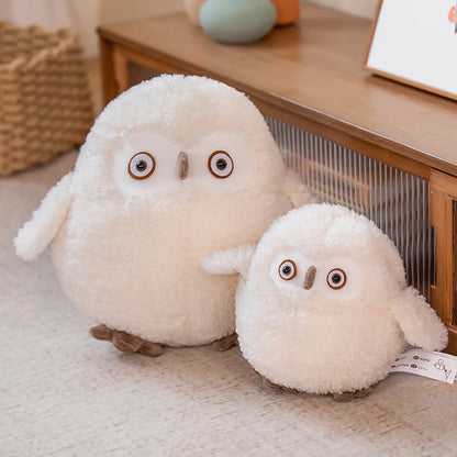 Couple Owl Plush Toy Stuffed Animals White Brown Vulture Plushie Round Ball Shape Nap Sleep Throw Pillow for Kids Birthday Gift