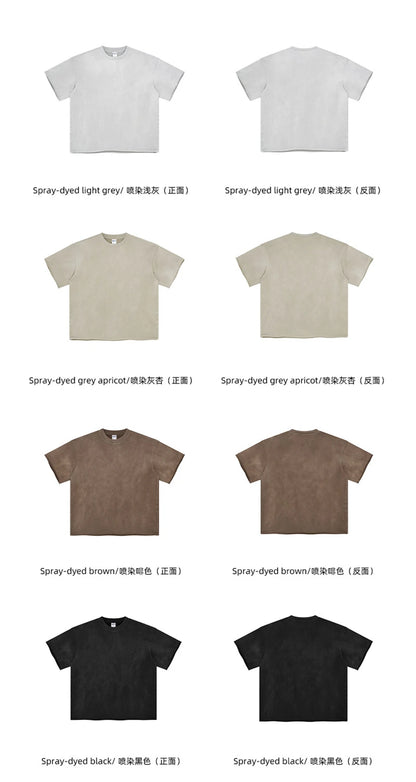 ZODF Spring Summer Men Washed Spray Dyeing T Shirts Unisex Heavy Weight Plush Distressed 360gsm T-Shirt Brand Tops HY0780