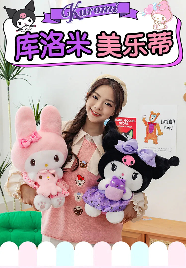 45/55/75CM Big Size Sanrio Hug A Bunny Kuromi My Melody Plushies Cartoon Anime Stuffed Children Toy Comfortable Soft Doll Gift