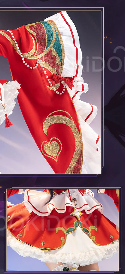 Ahrii Doujin Cosplay Costume Game Cosplay【S-3XL】DokiDoki-R Ahrii Red Dress Christmas Cosplay Women Costume Plus Size