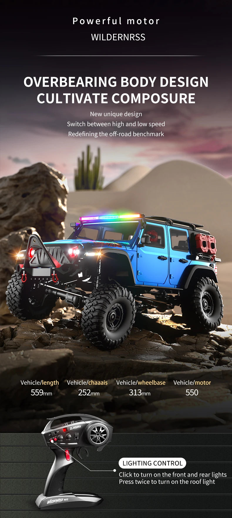 1/10 RC Car HB RTR R1011 Remote Control Vehicle 2.4G Full Proportional Rock Crawler LED Light 4WD Off-Road Climbing Truck Toys