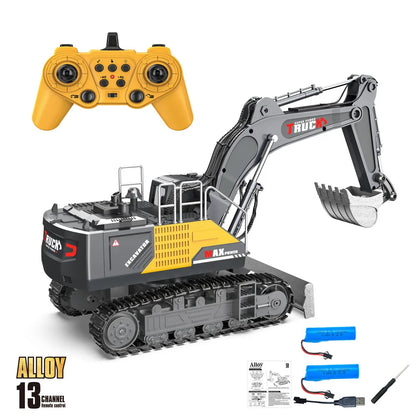 Alloy RC Excavator Truck Toy Remote Control Engineering Vehicle Electric Construction for Kids Boys Birthday Gift