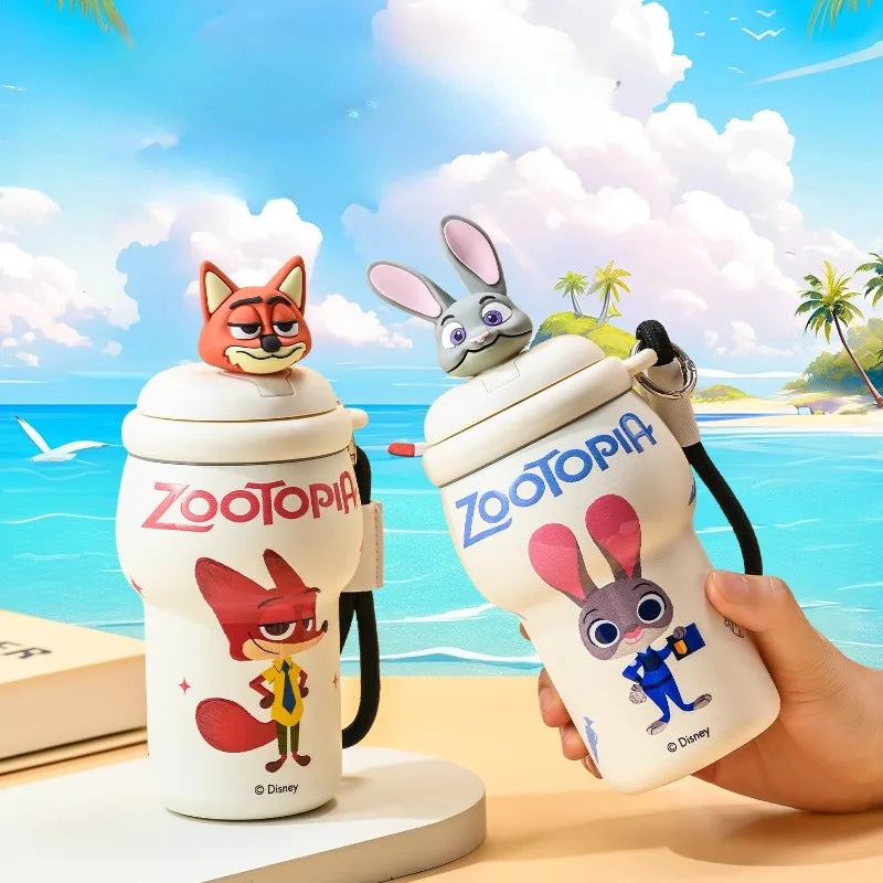 Anime Figure Stitch Coffee Mug Student Thermos Mug 350ml Thermos Cup Mickey Nick Judy Thermal Water Bottle Vacuum Flasks Gift