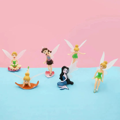 6pcs/set Anime Tinkerbell Fairy Tales Girls Tinker Bell PVC Action Figures Toys