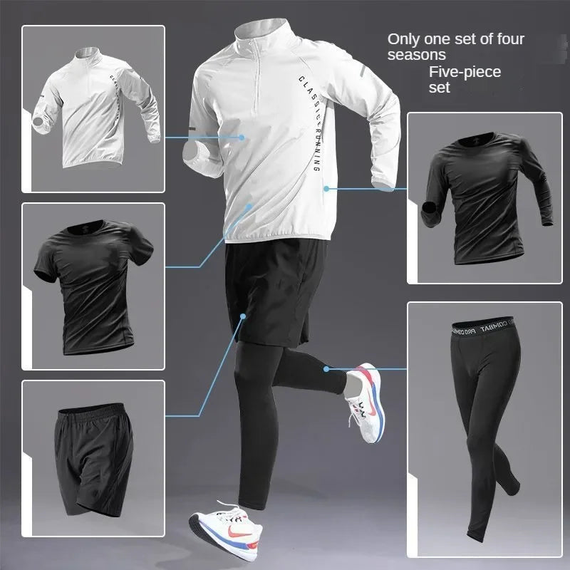 Men’s Quick-Dry Autumn Long-Sleeve Zipper Sports Set for Running Cycling Gym and Training