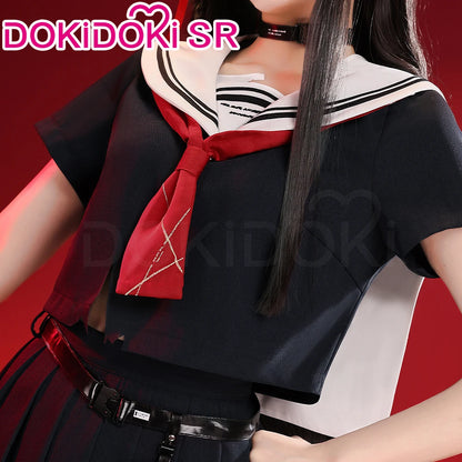 CHISA Cosplay Costume Game Wuthering Waves DokiDoki-SR Women Black JK Uniform Halloween CHISA Suit Coat Cosplay Wig