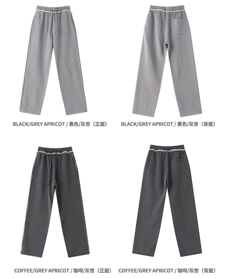 ZODF 2025 Winter Unisex Washed Fleece Straight Pants 400gsm Knitted Warm Loose Trousers HY1093