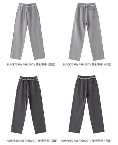 ZODF 2025 Winter Unisex Washed Fleece Straight Pants 400gsm Knitted Warm Loose Trousers HY1093
