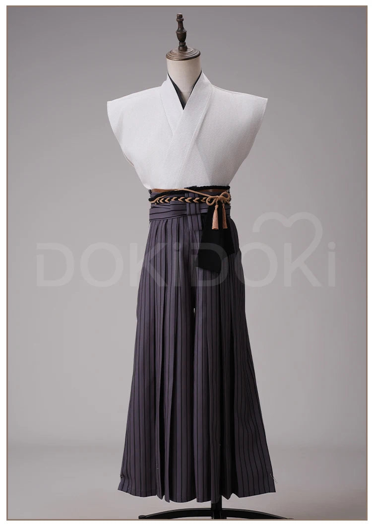 Kotoyuki Tsuneki Cosplay Costume Game【S-2XL】DokiDoki-R Men White Black Kimono Fox Mask Cosplay Suits Plus Size